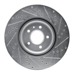 Buick Regal Sportback Brake Rotor (1) - Front Left - R1 Concepts - Drilled & Slotted - Silver - `16-`20